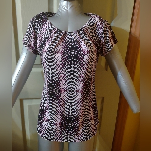 Worthington Tops - Worthington Women Petite P/m  Purple Work Blouse Short Sleeve Business Apparel